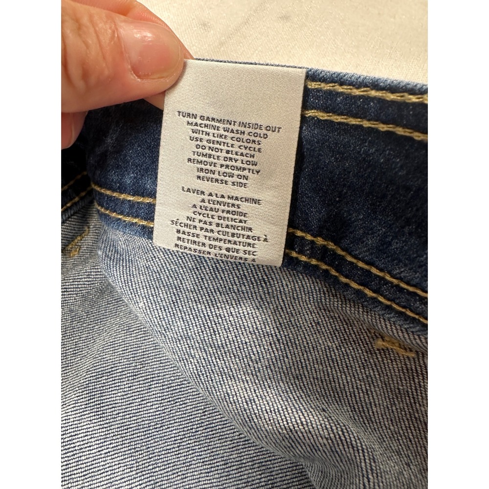 OAT New York Womens High Rise Wide Leg Raw Hem Patch Pocket Jeans Blue 12/31 - Picture 6 of 8